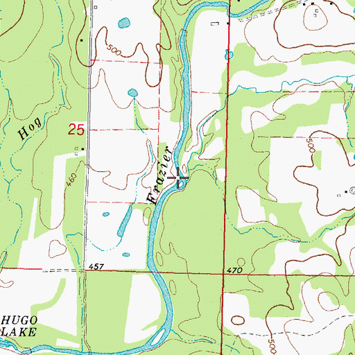 Topographic Map of Crooked Creek, OK