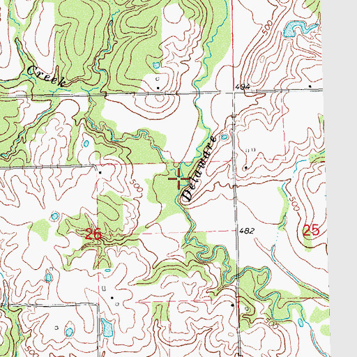 Topographic Map of Crooked Creek, OK