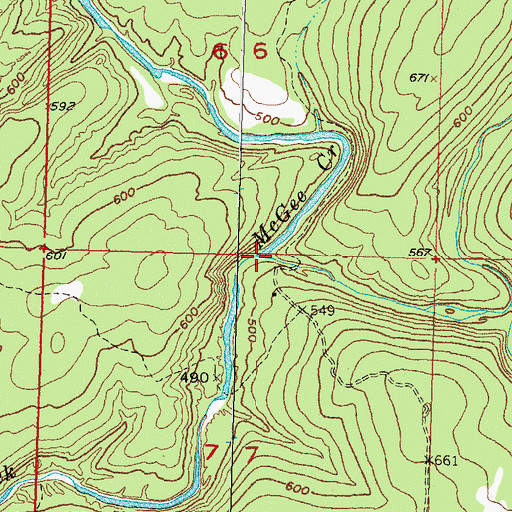 Topographic Map of Crooked Creek, OK