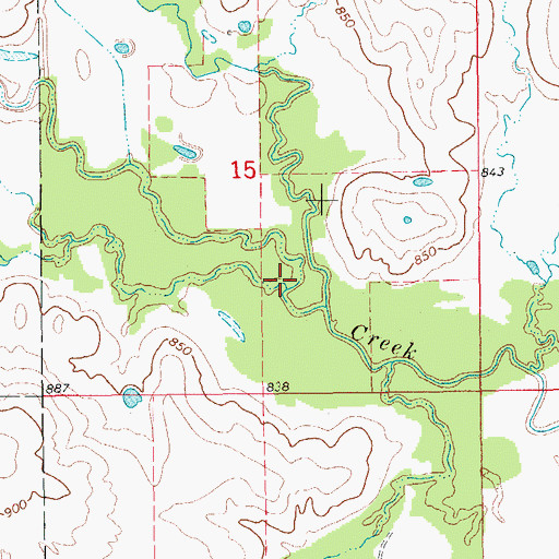 Topographic Map of Crooked Creek, OK