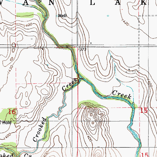 Topographic Map of Crooked Creek, OK