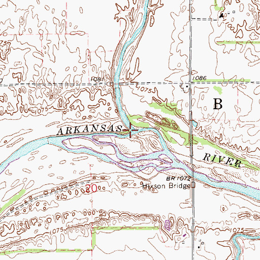 Topographic Map of Crooked Creek, OK