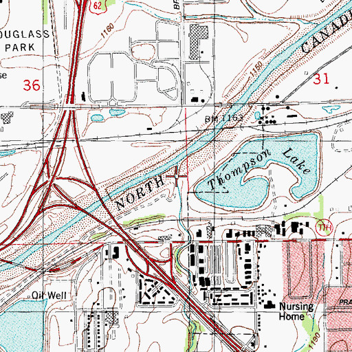 Topographic Map of Crooked Oak Creek, OK
