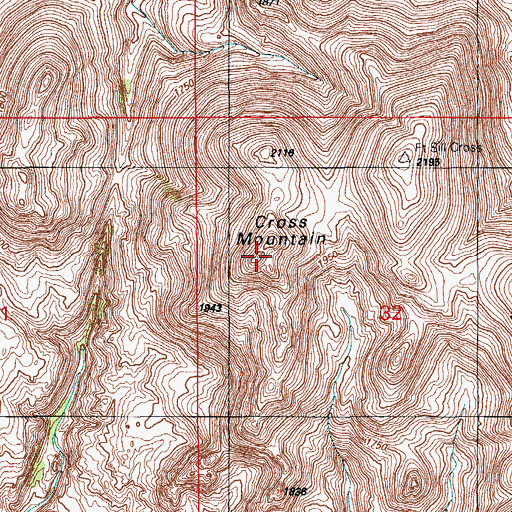 Topographic Map of Cross Mountain, OK