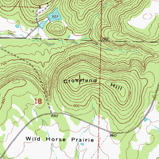 Topographic Map of Crossland Hill, OK