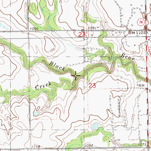 Topographic Map of Crow Creek, OK