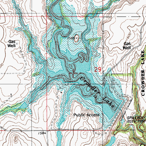 Topographic Map of Crowder Lake, OK