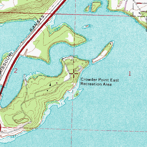 Topographic Map of Crowder Point East Recreation Area, OK