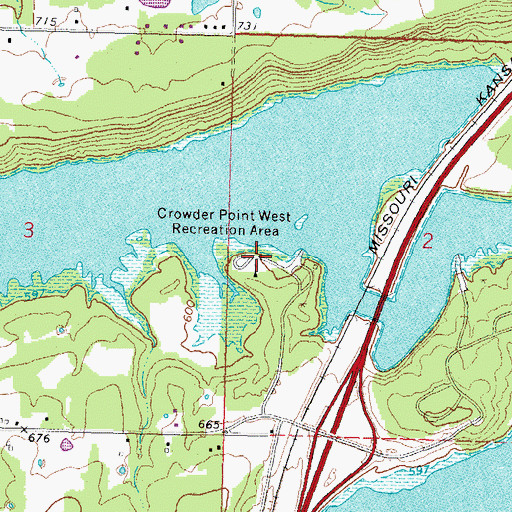 Topographic Map of Crowder Point West Recreation Area, OK