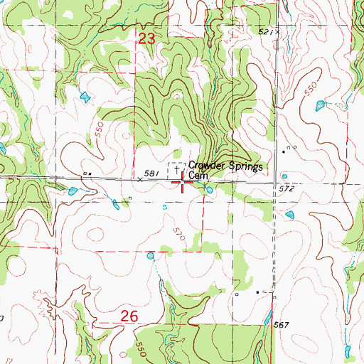 Topographic Map of Crowder Springs School, OK