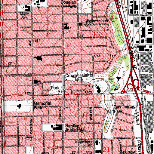 Topographic Map of Crown Heights Park, OK