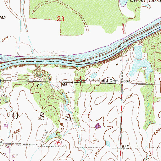 Topographic Map of Crutchfield Cemetery, OK