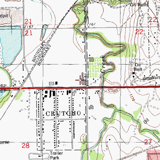 Topographic Map of Crutcho Elementary School, OK