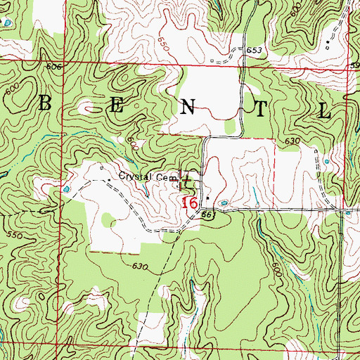 Topographic Map of Crystal Cemetery, OK