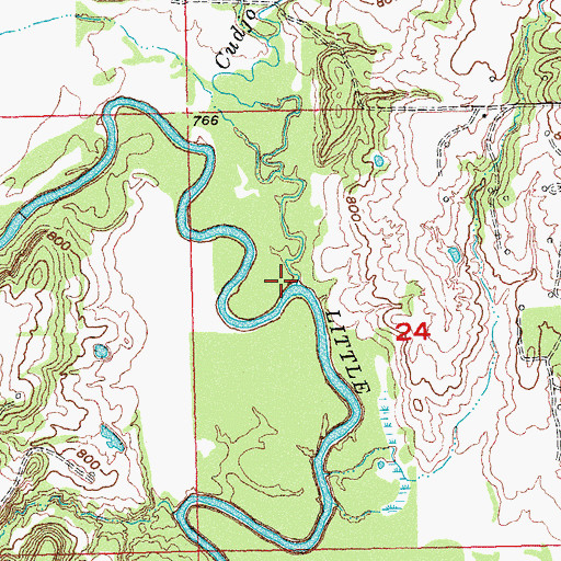 Topographic Map of Cudjo Creek, OK