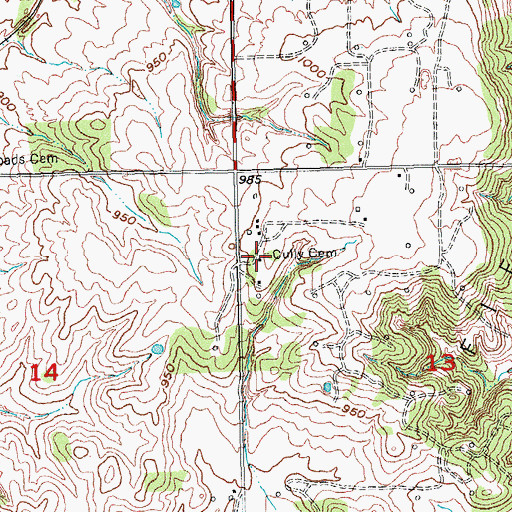 Topographic Map of Cully Cemetery, OK
