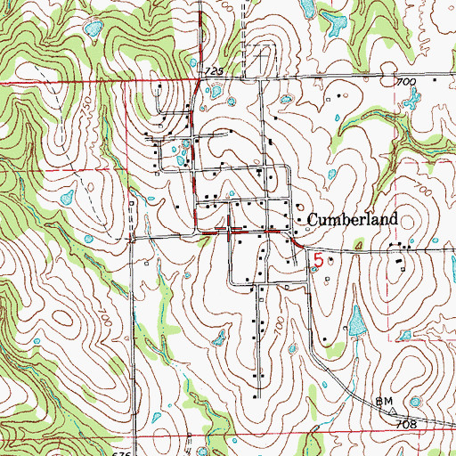 Topographic Map of Cumberland, OK