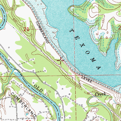 Topographic Map of Cumberland Levee, OK