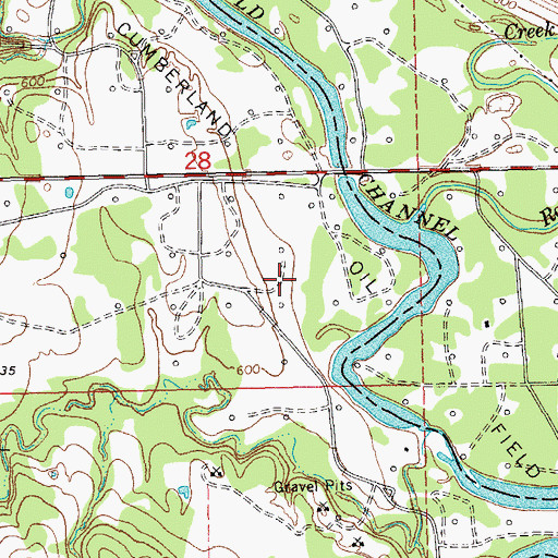 Topographic Map of Cumberland Oil Field, OK
