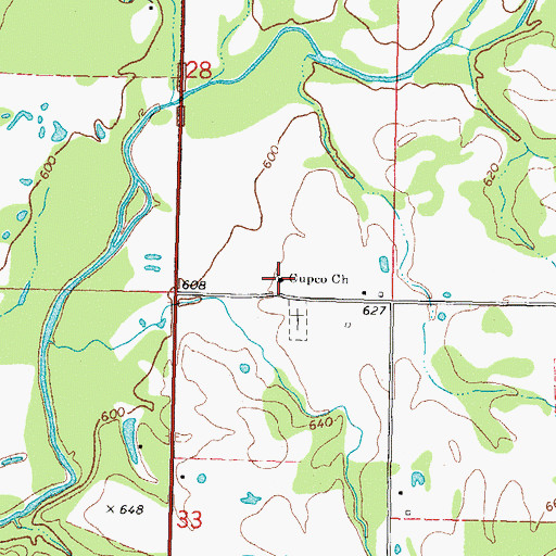 Topographic Map of Cupco Church, OK