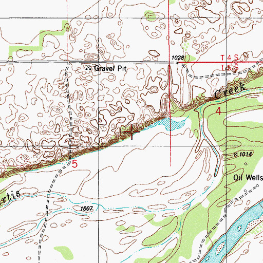 Topographic Map of Curtis Creek, OK