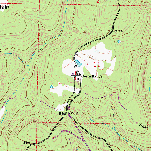 Topographic Map of Curts Ranch, OK