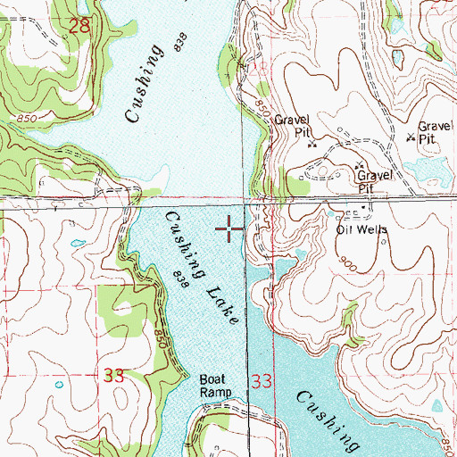 Topographic Map of Cushing Lake, OK