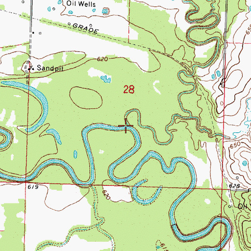 Topographic Map of Cussetah Creek, OK