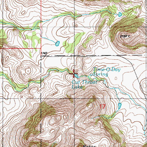 Topographic Map of Cut Throat Lake, OK