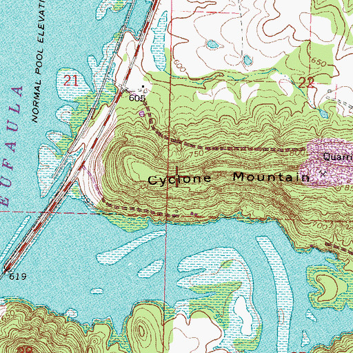 Topographic Map of Cyclone Mountain, OK