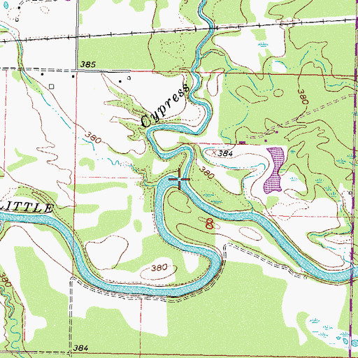 Topographic Map of Cypress Creek, OK