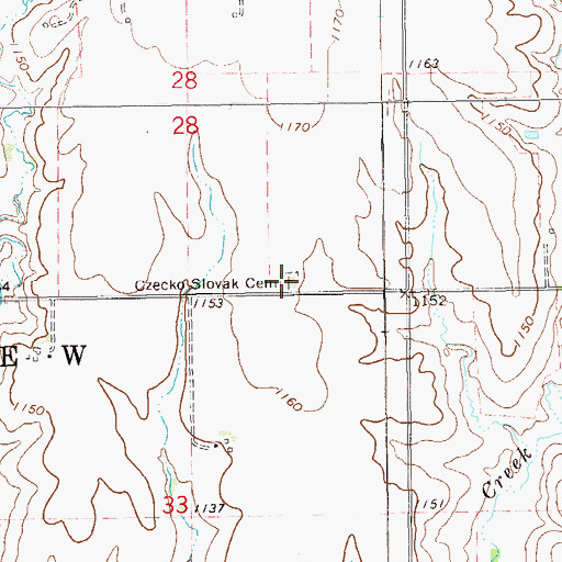 Topographic Map of Czecko Slovak Cemetery, OK