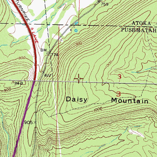 Topographic Map of Daisy Mountain, OK