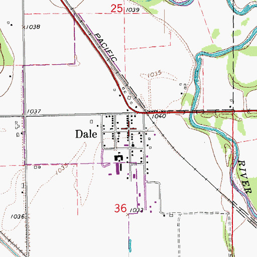 Topographic Map of Dale, OK