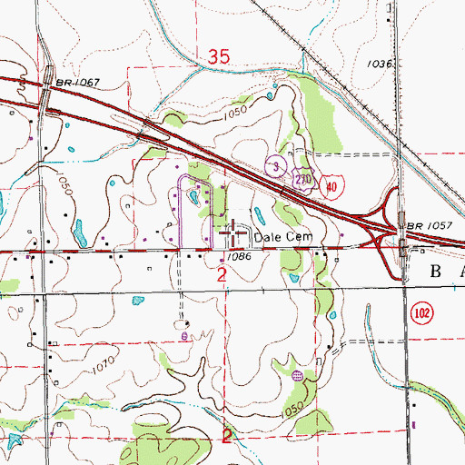 Topographic Map of Dale Cemetery, OK