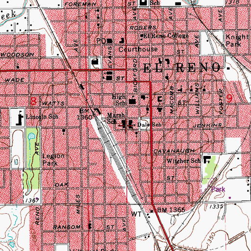 Topographic Map of Etta Dale Junior High School, OK