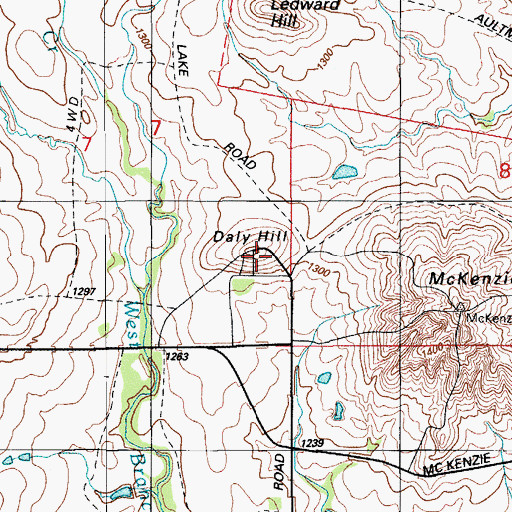 Topographic Map of Daly Hill, OK