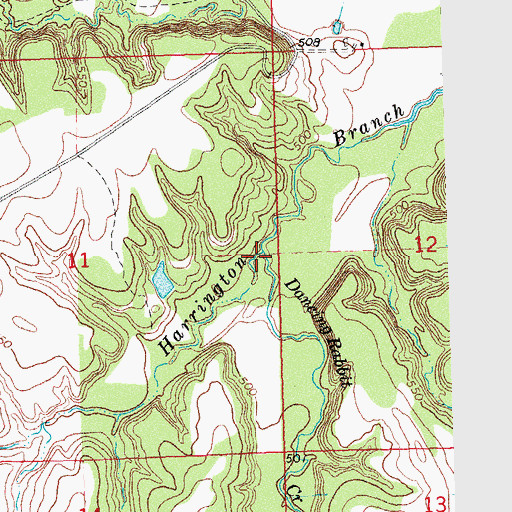 Topographic Map of Dancing Rabbit Creek, OK