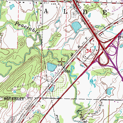 Topographic Map of Dancing Rabbit Creek, OK