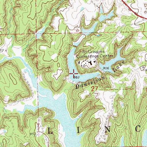 Topographic Map of Danielson Lake, OK