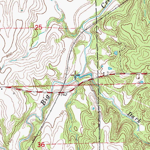 Topographic Map of Dark Hollow Creek, OK