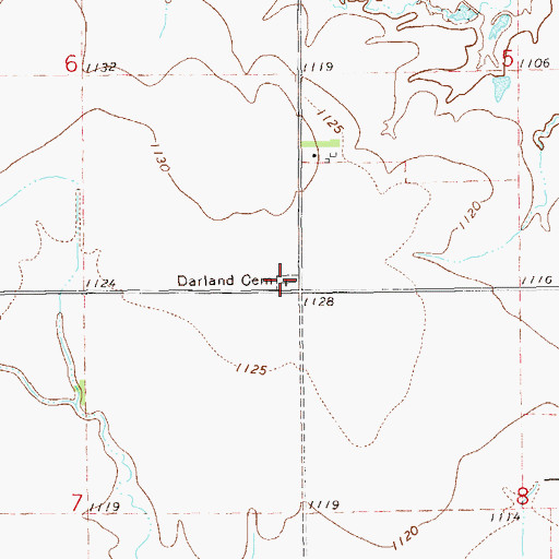 Topographic Map of Darland Cemetery, OK