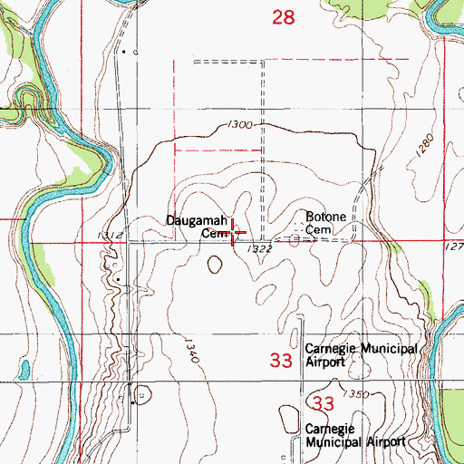 Topographic Map of Daugamah Cemetery, OK