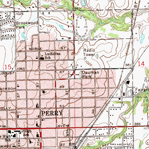 Topographic Map of Dauman Park, OK