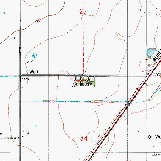 Topographic Map of Davidson Cemetery, OK