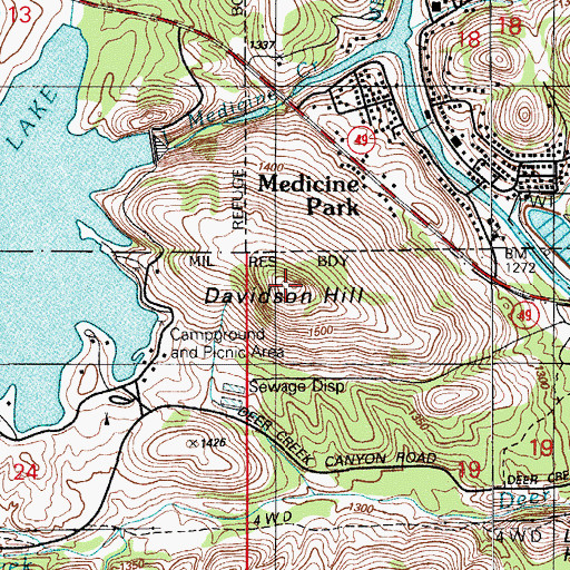 Topographic Map of Davidson Hill, OK