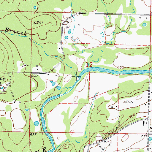 Topographic Map of Davis Branch, OK