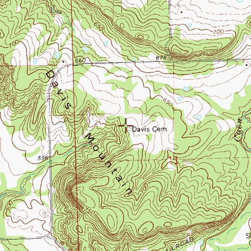 Topographic Map of Davis Cemetery, OK