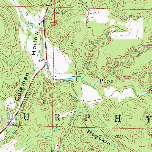 Topographic Map of Davis Hollow, OK