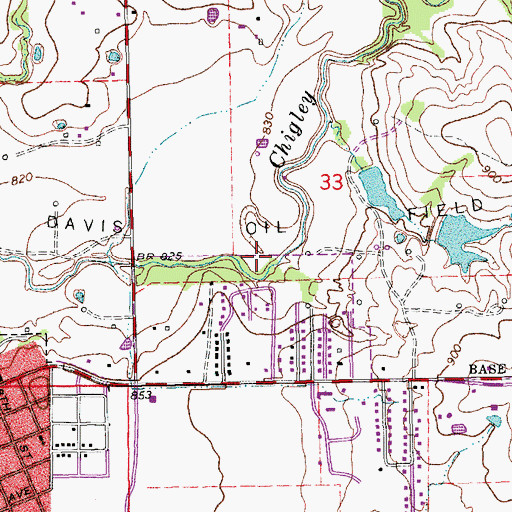 Topographic Map of Davis Oil Field, OK